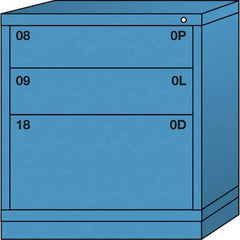 Lyon - 3 Drawer, Standard Bench Height - Multiple Drawer Access Cabinet - Steel, 30" Wide x 28-1/4" Deep x 33-1/4" High, Wedgewood Blue - Apex Tool & Supply