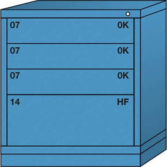 Lyon - 4 Drawer, Standard Bench Height - Multiple Drawer Access Cabinet - Steel, 30" Wide x 28-1/4" Deep x 33-1/4" High, Wedgewood Blue - Apex Tool & Supply