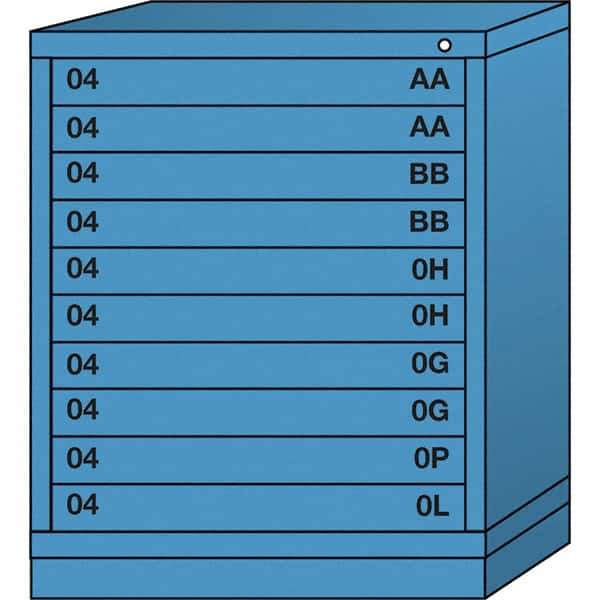 Lyon - 10 Drawer, Standard Mid-Range - Single Drawer Access Cabinet - Steel, 30" Wide x 28-1/4" Deep x 37-15/79" High, Wedgewood Blue - Apex Tool & Supply