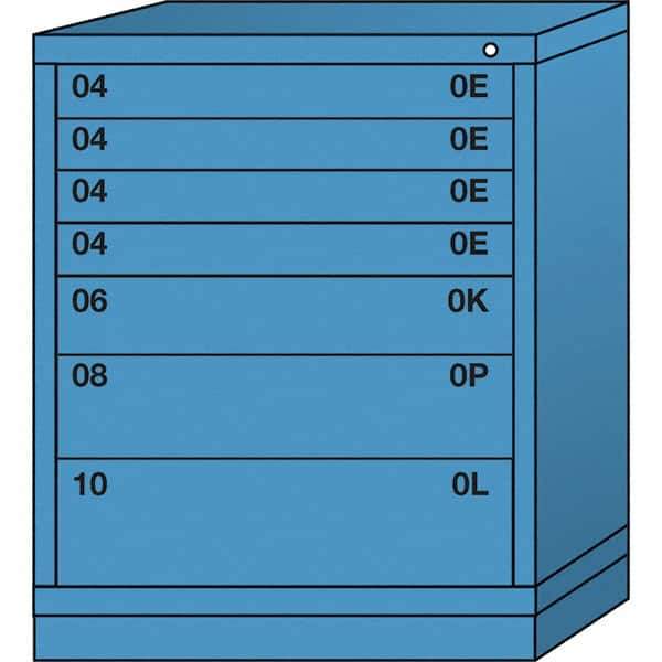 Lyon - 7 Drawer, Standard Mid-Range - Single Drawer Access Cabinet - Steel, 30" Wide x 28-1/4" Deep x 37-15/79" High, Wedgewood Blue - Apex Tool & Supply