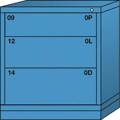 Lyon - 3 Drawer, Standard Bench Height - Single Drawer Access Cabinet - Steel, 30" Wide x 28-1/4" Deep x 33-1/4" High, Wedgewood Blue - Apex Tool & Supply