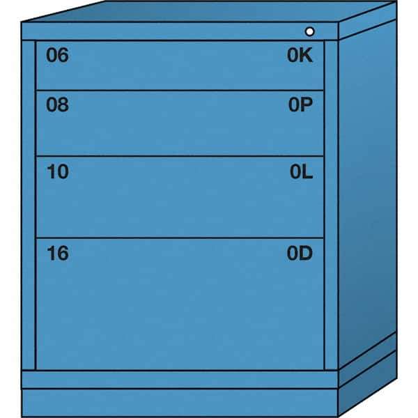 Lyon - 4 Drawer, Standard Mid-Range - Multiple Drawer Access Cabinet - Steel, 30" Wide x 28-1/4" Deep x 37-15/79" High, Wedgewood Blue - Apex Tool & Supply