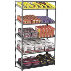 Tennsco - 5 Shelf Starter Flat Slope Open Steel Shelving - 48" Wide x 84" High x 18" Deep, Medium Gray - Apex Tool & Supply