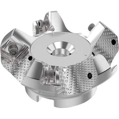 Seco - 2-1/2" Cut Diam, 3/4" Arbor Hole, 0.236" Max Depth of Cut, 48° Indexable Chamfer & Angle Face Mill - 5 Inserts, SN.. Insert, Right Hand Cut, 5 Flutes, Through Coolant, Series R220.54 - Apex Tool & Supply