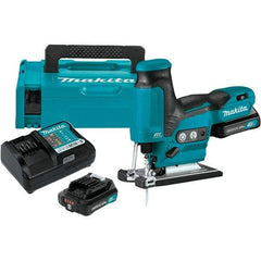 Makita - 12 Volt, 3,000 SPM, 7/8" Stroke Length, Lithium-Ion Cordless Jigsaw - 90° Cutting Angle, Series 12V MAX Battery Included - Apex Tool & Supply