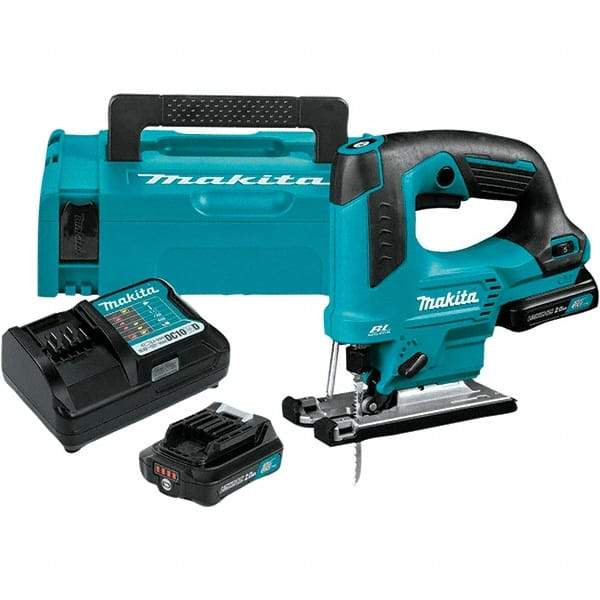 Makita - 12 Volt, 3,000 SPM, 7/8" Stroke Length, Lithium-Ion Cordless Jigsaw - 90° Cutting Angle, Series 12V MAX Battery Included - Apex Tool & Supply