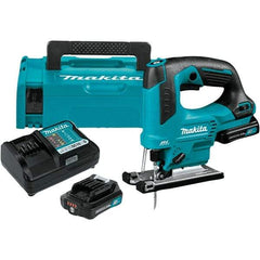 Makita - 12 Volt, 3,000 SPM, 7/8" Stroke Length, Lithium-Ion Cordless Jigsaw - 90° Cutting Angle, Series 12V MAX Battery Included - Apex Tool & Supply