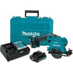 Makita - 12 Volt, 3-3/8" Blade, Cordless Circular Saw - 1,500 RPM, 2 Lithium-Ion Batteries Included - Apex Tool & Supply