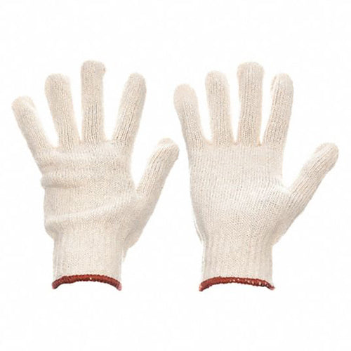 Size Large-EcoKnit - white ambidextrous knit glove - knit wrist - 80% polyester / 20% cotton - Apex Tool & Supply