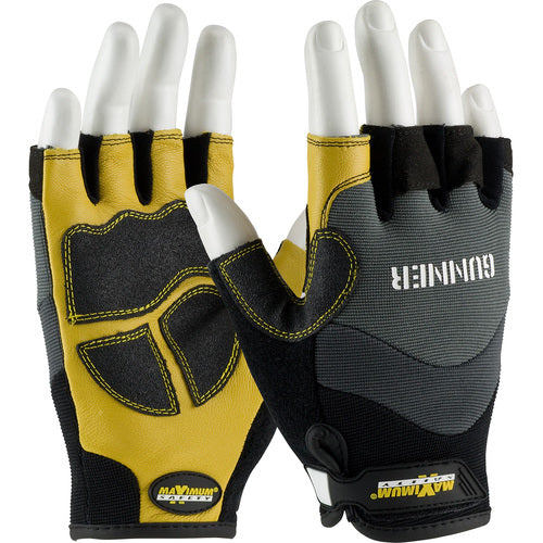 ‎120-4300/S Gloves /Liners - Gunner - Goatskin Reinforced Palm - Spandex Back - Half-Finger - Exact Industrial Supply
