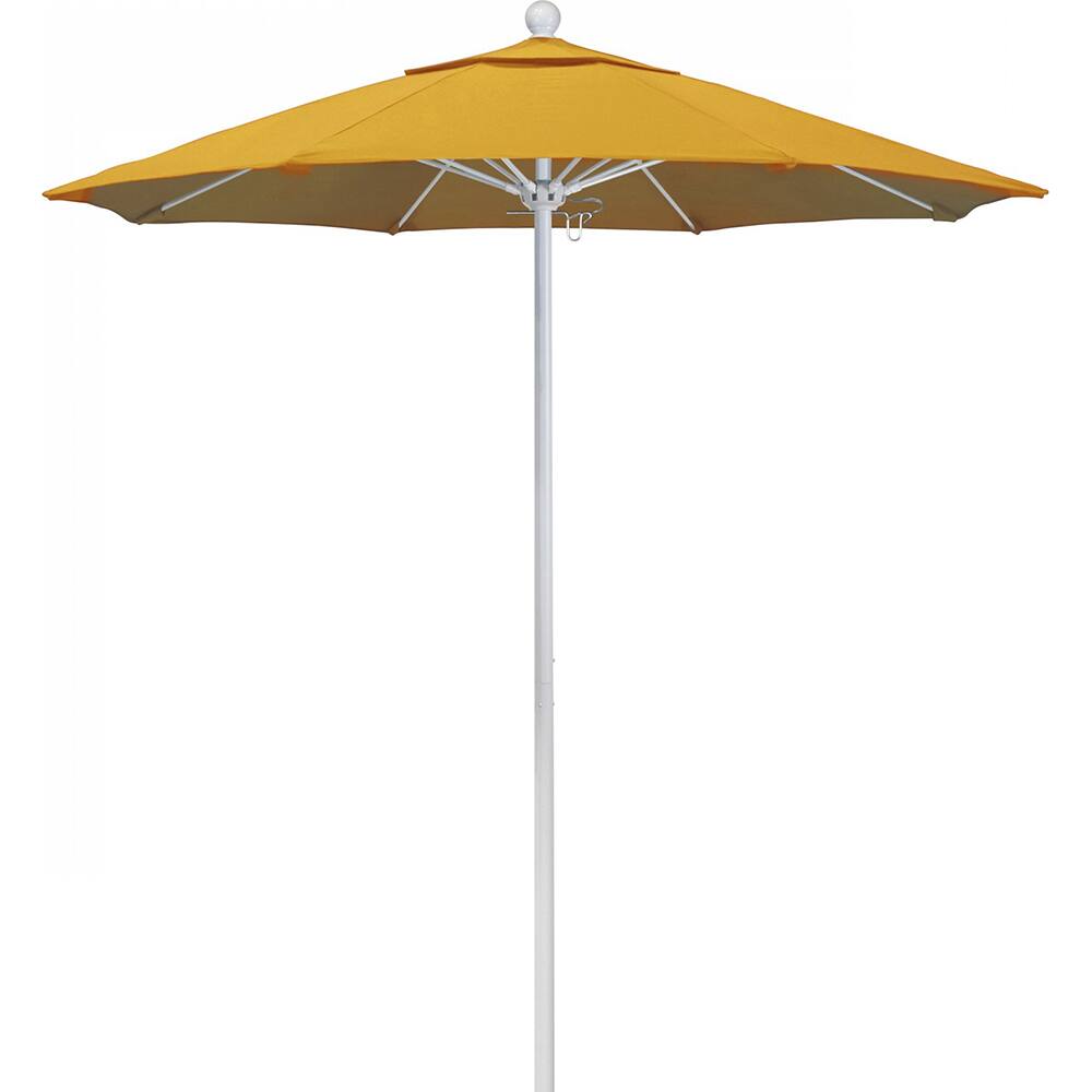 California Umbrella - Patio Umbrellas; Umbrella Diameter (Inch): 90 ; Height (Feet): 8.000 ; Fabric Color: Lemon ; Base Included: No ; Frame Material: Aluminum ; Frame Color: White - Exact Industrial Supply