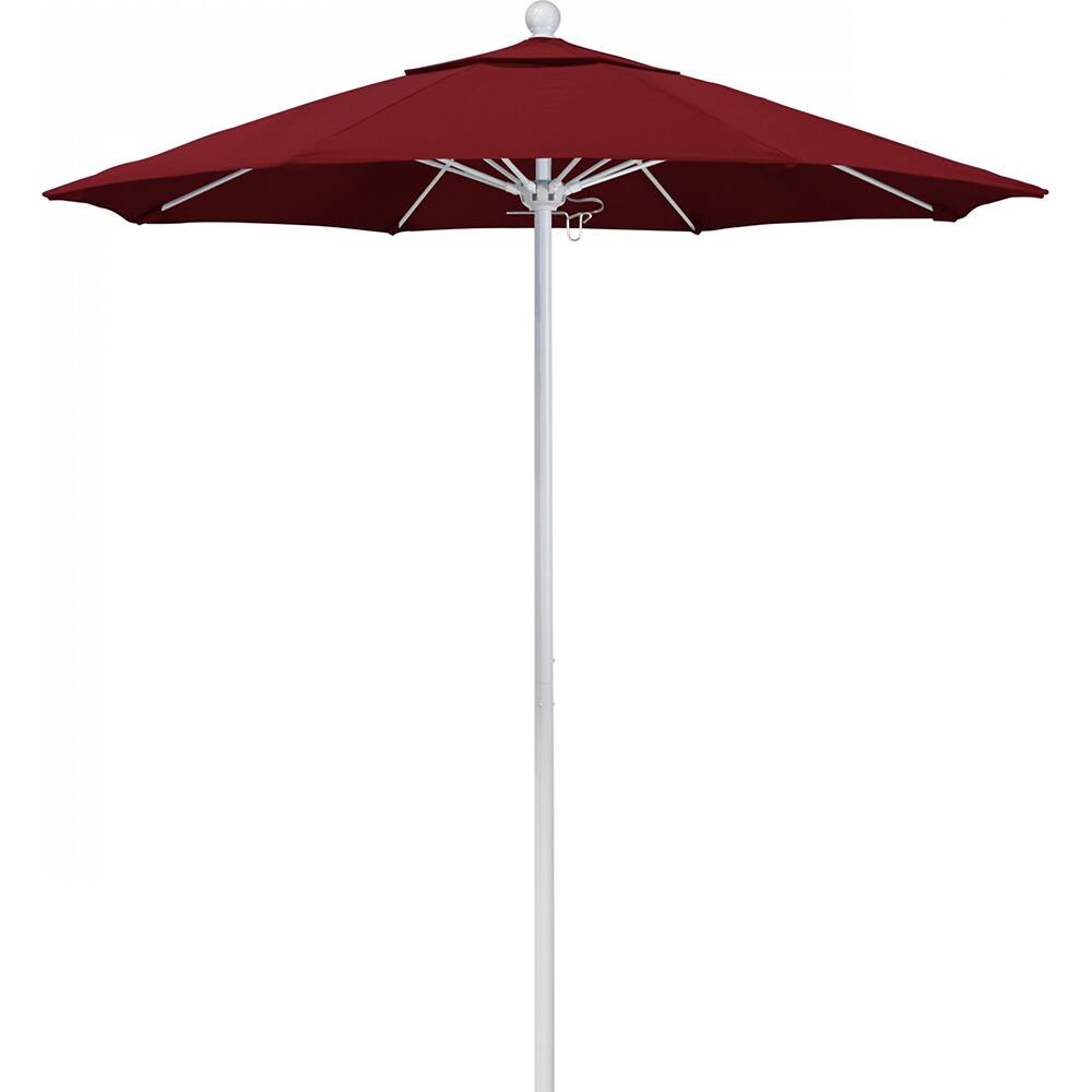 California Umbrella - Patio Umbrellas; Umbrella Diameter (Inch): 90 ; Height (Feet): 8.000 ; Fabric Color: Red ; Base Included: No ; Frame Material: Aluminum ; Frame Color: White - Exact Industrial Supply