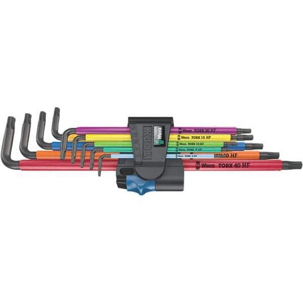 Wera - 9 Piece T8 to T40 Black Oxide Finish L-Key Torx Key Set - T8, T9, T10, T15, T20, T25, T27, T30, T40 Torx Size - Apex Tool & Supply