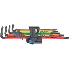Wera - 9 Piece T8 to T40 Black Oxide Finish L-Key Torx Key Set - T8, T9, T10, T15, T20, T25, T27, T30, T40 Torx Size - Apex Tool & Supply