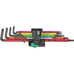 Wera - 9 Piece T8 to T40 Black Oxide Finish L-Key Torx Key Set - T8, T9, T10, T15, T20, T25, T27, T30, T40 Torx Size - Apex Tool & Supply
