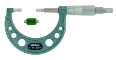 1 - 2'' Measuring Range -  .0001 Graduation - Ratchet Thimble - High Speed Steel Face - Blade Micrometer - Apex Tool & Supply