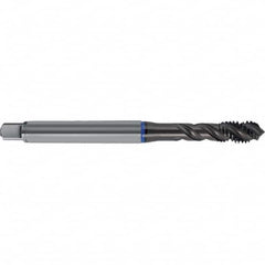 Spiral Flute Tap: M3.50 x 0.60, Metric, 3 Flute, Semi-Bottoming, 6H + 0.1 Class of Fit, HSS-E, TiAlN Finish Right Hand Flute, Right Hand Thread, D11 & D12, Series 4627