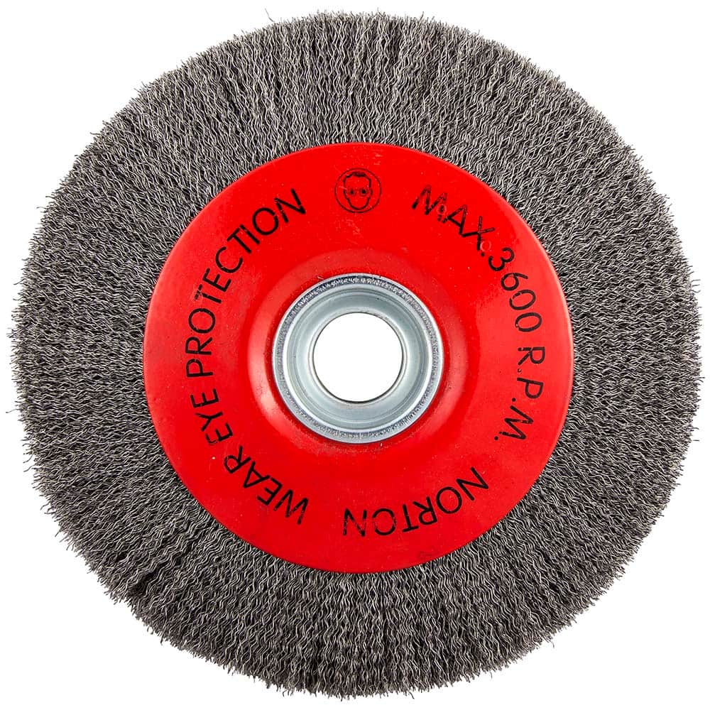 Norton - 10" OD, 3/4" Arbor Hole, Crimped Carbon Wheel Brush - Apex Tool & Supply