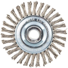 Norton - 4" OD, 5/8-11 Arbor Hole, Stringer Bead Twist Knot Stainless Steel Wheel Brush - Apex Tool & Supply