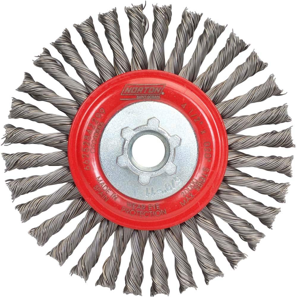 Norton - 4-1/2" OD, 5/8-11 Arbor Hole, Stringer Bead Carbon Wheel Brush - Apex Tool & Supply