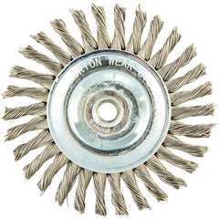 Norton - 4" OD, M10 Arbor Hole, Stringer Bead Twist Knot Stainless Steel Wheel Brush - Apex Tool & Supply