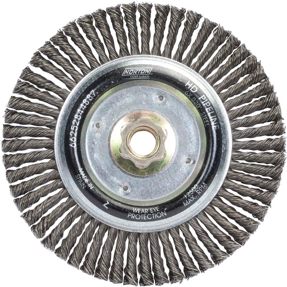Norton - 6" OD, 5/8-11 Arbor Hole, Stringer Bead Carbon Wheel Brush - Apex Tool & Supply