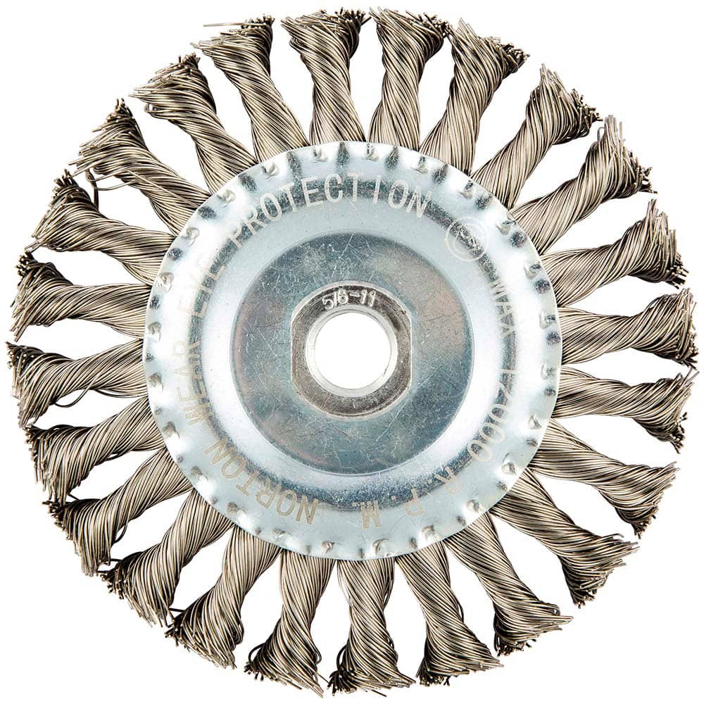 Norton - 5" OD, 5/8-11 Arbor Hole, Stringer Bead Stainless Steel Wheel Brush - Apex Tool & Supply