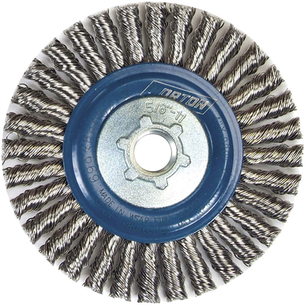 Norton - 4" OD, 5/8-11 Arbor Hole, Stringer Bead Twist Knot Stainless Steel Wheel Brush - Apex Tool & Supply