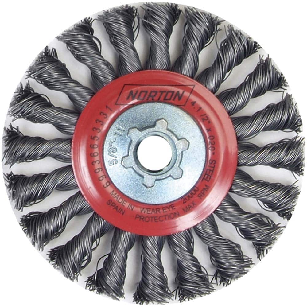 Norton - 4-1/2" OD, 5/8-11 Arbor Hole, Knotted Carbon Wheel Brush - Apex Tool & Supply