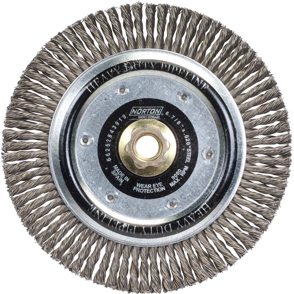 Norton - 6-7/8" OD, 5/8-11 Arbor Hole, Stringer Bead Carbon Wheel Brush - Apex Tool & Supply