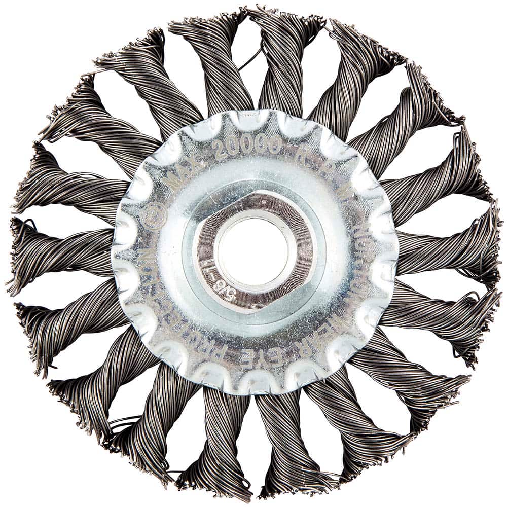 Norton - 4" OD, 5/8-11 Arbor Hole, Stringer Bead Twist Knot Carbon Wheel Brush - Apex Tool & Supply