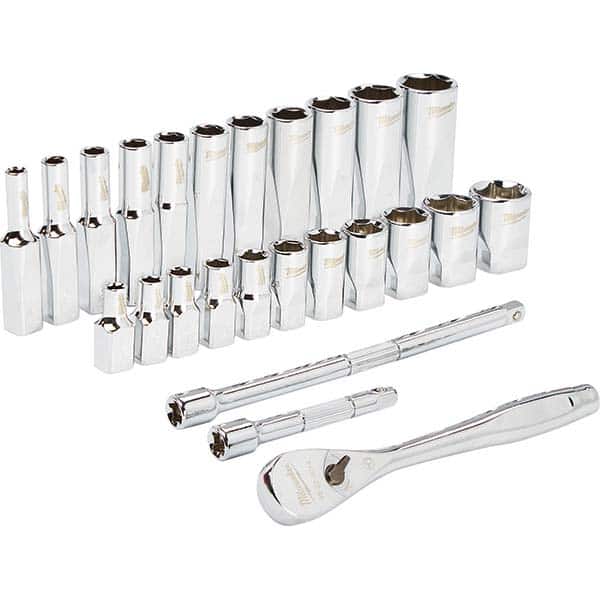 Milwaukee Tool - Socket Sets Measurement Type: SAE Drive Size: 1/4 - Apex Tool & Supply