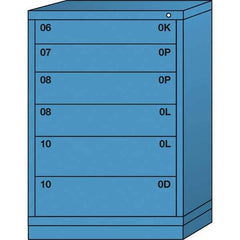 Lyon - 6 Drawer, Standard Counter - Single Drawer Access Cabinet - Steel, 30" Wide x 28-1/4" Deep x 44-1/4" High, Wedgewood Blue - Apex Tool & Supply