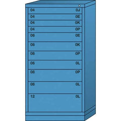 Lyon - 11 Drawer, Standard Eye-Level - Single Drawer Access Cabinet - Steel, 30" Wide x 28-1/4" Deep x 59-1/4" High, Wedgewood Blue - Apex Tool & Supply