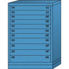 Lyon - 11 Drawer, Standard Counter - Multiple Drawer Access Cabinet - Steel, 30" Wide x 28-1/4" Deep x 44-1/4" High, Wedgewood Blue - Apex Tool & Supply