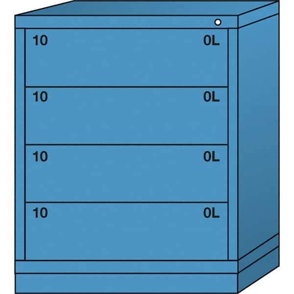 Lyon - 4 Drawer, Standard Mid-Range - Single Drawer Access Cabinet - Steel, 30" Wide x 28-1/4" Deep x 37-15/79" High, Wedgewood Blue - Apex Tool & Supply