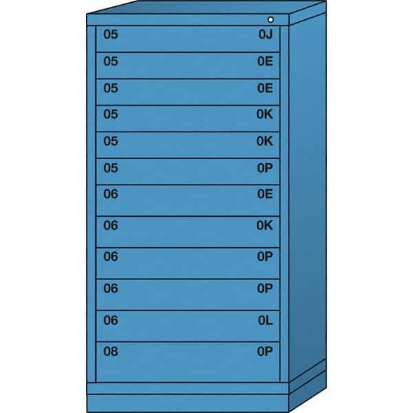 Lyon - 12 Drawer, Standard Eye-Level - Multiple Drawer Access Cabinet - Steel, 30" Wide x 28-1/4" Deep x 59-1/4" High, Wedgewood Blue - Apex Tool & Supply