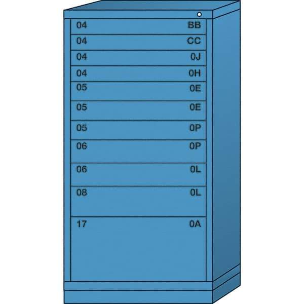 Lyon - 11 Drawer, Standard Eye-Level - Single Drawer Access Cabinet - Steel, 30" Wide x 28-1/4" Deep x 59-1/4" High, Wedgewood Blue - Apex Tool & Supply