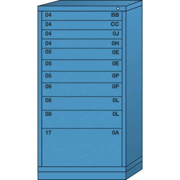 Lyon - 11 Drawer, Standard Eye-Level - Multiple Drawer Access Cabinet - Steel, 30" Wide x 28-1/4" Deep x 59-1/4" High, Wedgewood Blue - Apex Tool & Supply