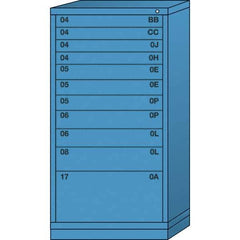Lyon - 11 Drawer, Standard Eye-Level - Multiple Drawer Access Cabinet - Steel, 30" Wide x 28-1/4" Deep x 59-1/4" High, Wedgewood Blue - Apex Tool & Supply