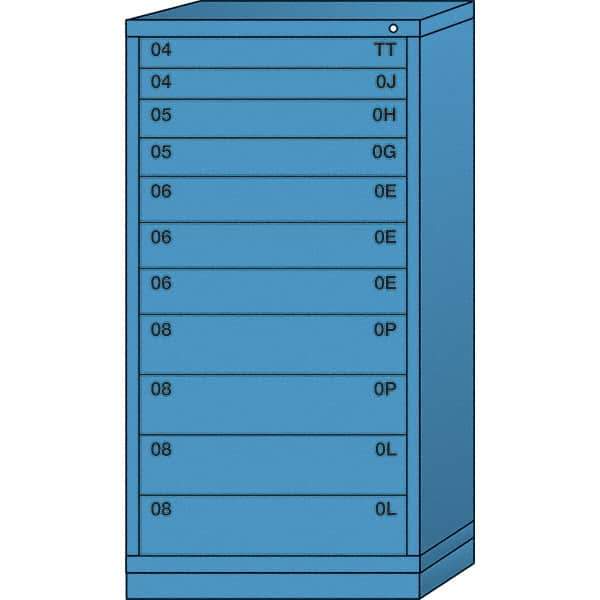 Lyon - 11 Drawer, Standard Eye-Level - Multiple Drawer Access Cabinet - Steel, 30" Wide x 28-1/4" Deep x 59-1/4" High, Wedgewood Blue - Apex Tool & Supply