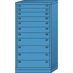 Lyon - 11 Drawer, Standard Eye-Level - Single Drawer Access Cabinet - Steel, 30" Wide x 28-1/4" Deep x 59-1/4" High, Wedgewood Blue - Apex Tool & Supply