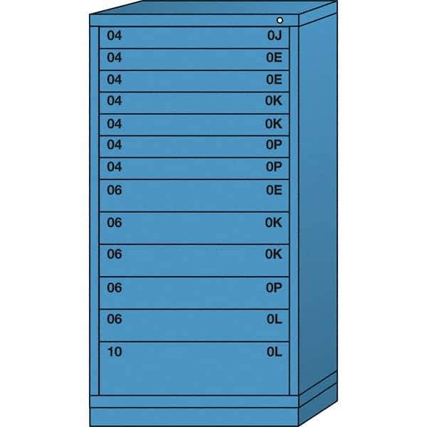 Lyon - 13 Drawer, Standard Eye-Level - Multiple Drawer Access Cabinet - Steel, 30" Wide x 28-1/4" Deep x 59-1/4" High, Wedgewood Blue - Apex Tool & Supply