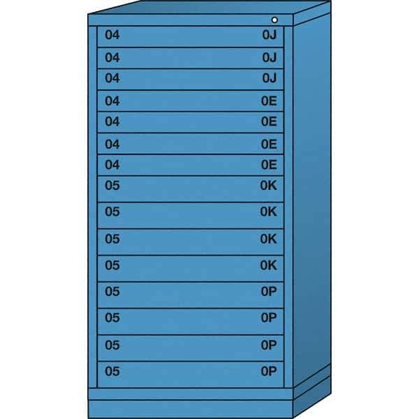 Lyon - 15 Drawer, Standard Eye-Level - Single Drawer Access Cabinet - Steel, 30" Wide x 28-1/4" Deep x 59-1/4" High, Wedgewood Blue - Apex Tool & Supply