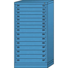 Lyon - 15 Drawer, Standard Eye-Level - Single Drawer Access Cabinet - Steel, 30" Wide x 28-1/4" Deep x 59-1/4" High, Wedgewood Blue - Apex Tool & Supply