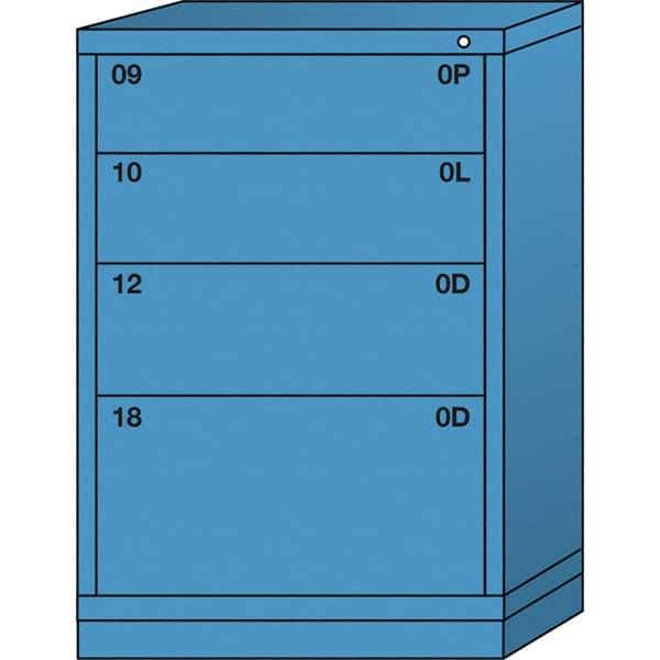 Lyon - 4 Drawer, Standard Counter - Multiple Drawer Access Cabinet - Steel, 30" Wide x 28-1/4" Deep x 44-1/4" High, Wedgewood Blue - Apex Tool & Supply