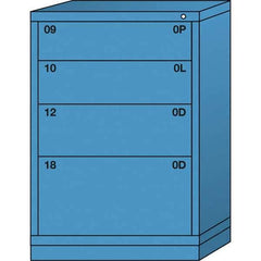 Lyon - 4 Drawer, Standard Counter - Multiple Drawer Access Cabinet - Steel, 30" Wide x 28-1/4" Deep x 44-1/4" High, Wedgewood Blue - Apex Tool & Supply