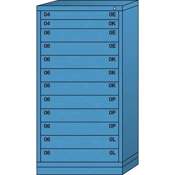 Lyon - 12 Drawer, Standard Eye-Level - Single Drawer Access Cabinet - Steel, 30" Wide x 28-1/4" Deep x 59-1/4" High, Wedgewood Blue - Apex Tool & Supply
