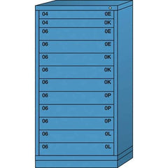 Lyon - 12 Drawer, Standard Eye-Level - Single Drawer Access Cabinet - Steel, 30" Wide x 28-1/4" Deep x 59-1/4" High, Wedgewood Blue - Apex Tool & Supply