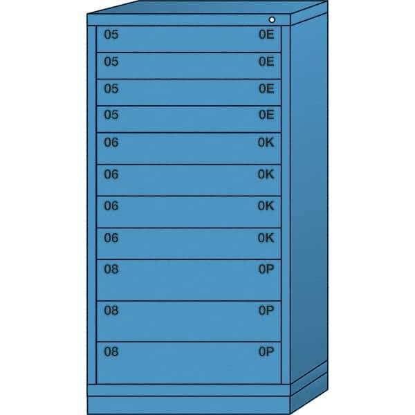 Lyon - 11 Drawer, Standard Eye-Level - Multiple Drawer Access Cabinet - Steel, 30" Wide x 28-1/4" Deep x 59-1/4" High, Wedgewood Blue - Apex Tool & Supply